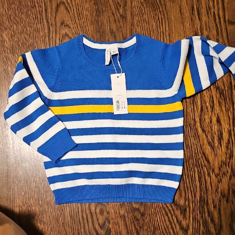 brand new tags Janie and Jack Blue Sweater with Yellow and White Stripes